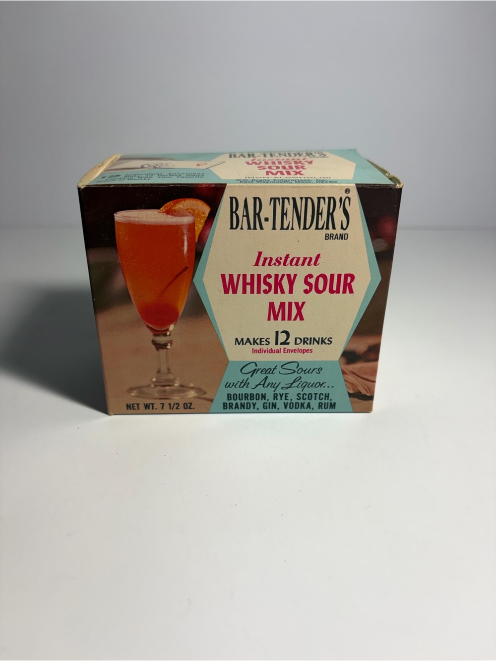 Vintage Bar Tender’s Whiskey Sour Drink Mix, Box & Packets Bar Decor